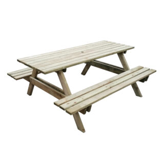 wooden picnic bench