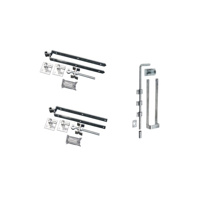 Hanging/Closing Set for Pair of Gates - Throwover Latch & Drop Bolt Included