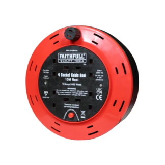 FAITHFULL Cable Reel 240V 10A 4-Socket 10m