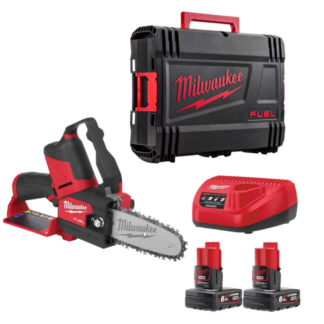 Milwaukee 15cm 12v Hatchet Prunning Saw Kit [M12FHS-602X] - Inlcudes 2x12v 6ah Batteries & Charger