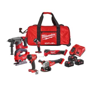 Milwaukee 6 Piece M18 Kit - 3x5ah Batteries + Charger + Bag