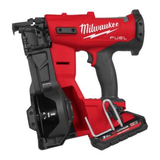 Milwaukee M18 Roofing Coil Nailer Kit - 2x3ah Batteries + Charger + Box