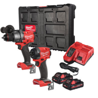 Milwaukee 2 Piece M18 Driver Kit - 2x3ah Batteries + Charger + Box